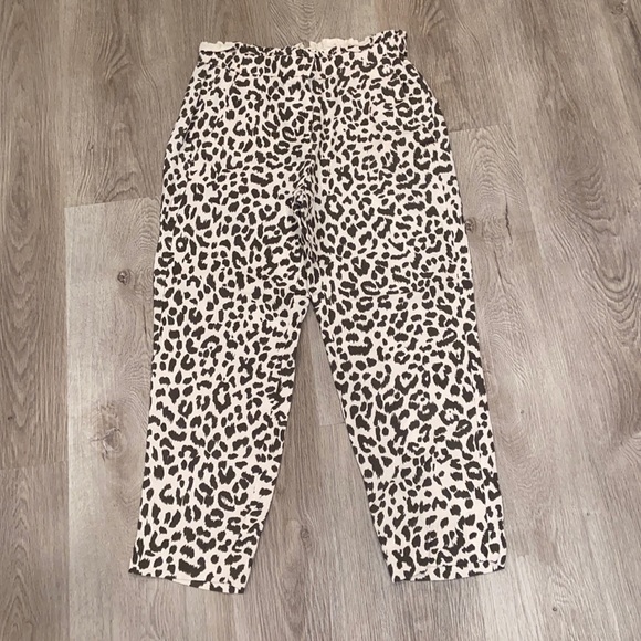 J Crew Linen Blend Cheetah Print Pants - Picture 1 of 4
